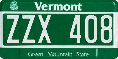 VT license plate ZZX408
