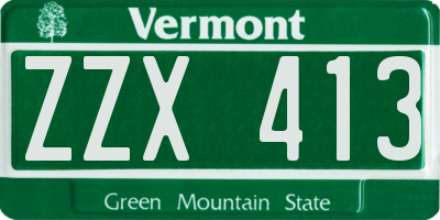 VT license plate ZZX413