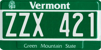 VT license plate ZZX421
