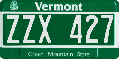 VT license plate ZZX427