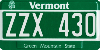 VT license plate ZZX430