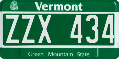 VT license plate ZZX434