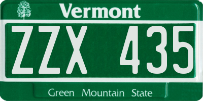VT license plate ZZX435