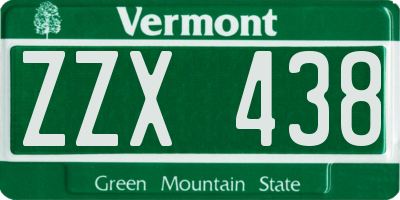 VT license plate ZZX438