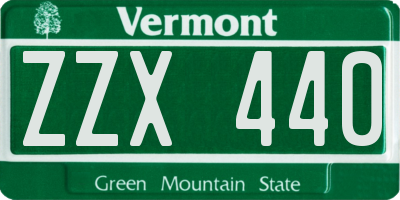 VT license plate ZZX440