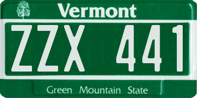 VT license plate ZZX441