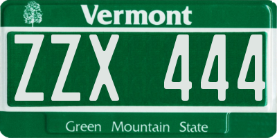 VT license plate ZZX444