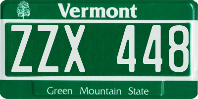 VT license plate ZZX448