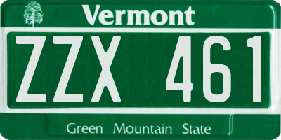 VT license plate ZZX461