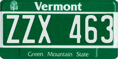 VT license plate ZZX463