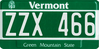 VT license plate ZZX466