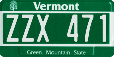 VT license plate ZZX471