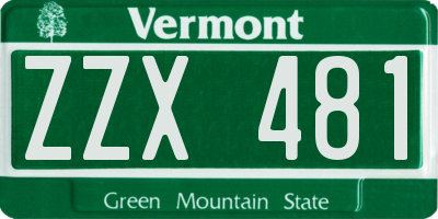 VT license plate ZZX481