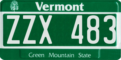 VT license plate ZZX483