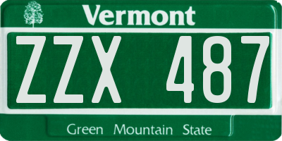 VT license plate ZZX487