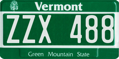 VT license plate ZZX488