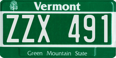 VT license plate ZZX491