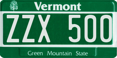 VT license plate ZZX500