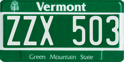 VT license plate ZZX503