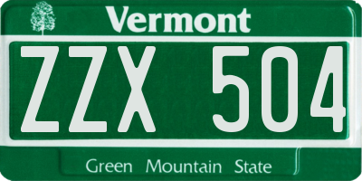 VT license plate ZZX504