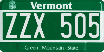 VT license plate ZZX505