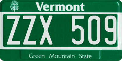 VT license plate ZZX509