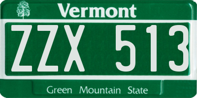 VT license plate ZZX513