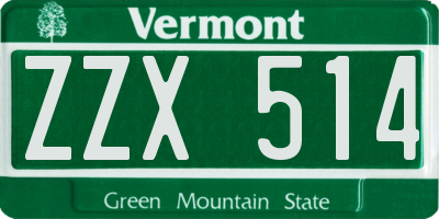 VT license plate ZZX514