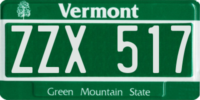 VT license plate ZZX517