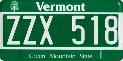 VT license plate ZZX518