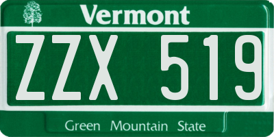 VT license plate ZZX519