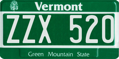 VT license plate ZZX520