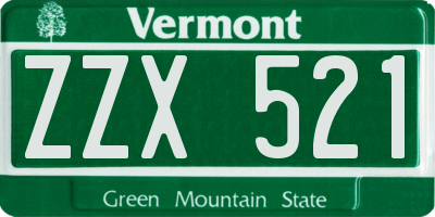VT license plate ZZX521