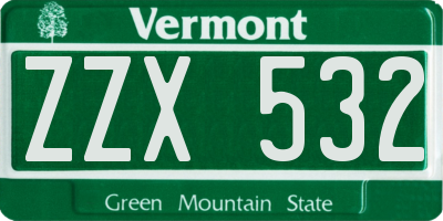 VT license plate ZZX532
