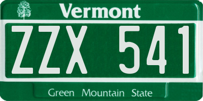 VT license plate ZZX541