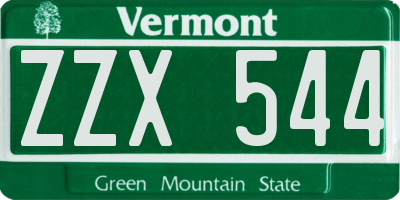 VT license plate ZZX544