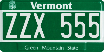 VT license plate ZZX555