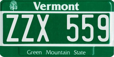 VT license plate ZZX559