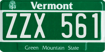 VT license plate ZZX561