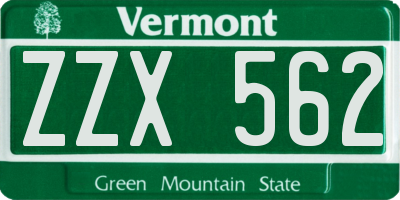 VT license plate ZZX562