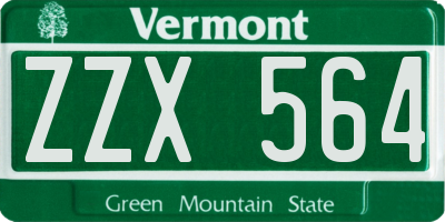 VT license plate ZZX564