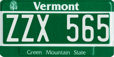 VT license plate ZZX565