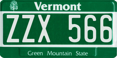 VT license plate ZZX566