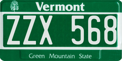 VT license plate ZZX568
