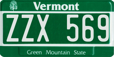VT license plate ZZX569