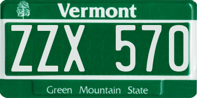 VT license plate ZZX570