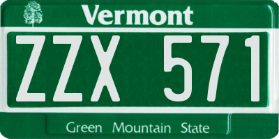 VT license plate ZZX571
