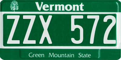 VT license plate ZZX572