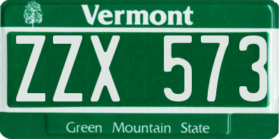 VT license plate ZZX573