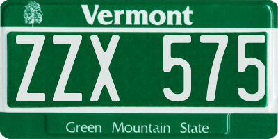 VT license plate ZZX575